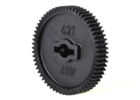 62 Tooth Spur Gear 48P Pitch 62T for RC Cars and Trucks, fits 48P gear train, high precision gear in black, side view