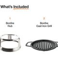 Bonfire Grill Top And Hub Cast Iron Cooktop With Stainless Steel Hub For 8 Inch Elevation Add On For Bonfire Fire Pit Outdoor Cooking
