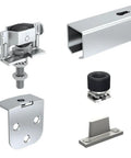 Exterior Barn Door Hardware Kit With 76 Inch Ceiling Mounted Galvanized Steel Track components for one door up to 90 lbs