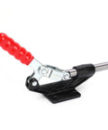 Horizontal Push Pull Toggle Clamp Killer Grip Quick Release Heavy Duty Workshop Fixture With Flange Mount No Sweat Setup For Woodworking Welding Jigs And Assembly Tasks, close-up view showing red handle and metal base.