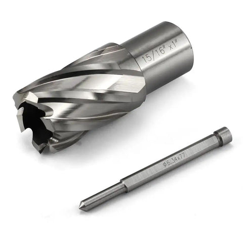 Heavy Duty HSS Annular Cutter Drill Bits With Weldon Shank, 15/16" size, for precise metalworking and hole making.