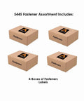 Stainless Steel Hardware Assortment Kit With 5,445 Pieces For Heavy Duty Projects Including Hex Cap Screws. Four labeled boxes.