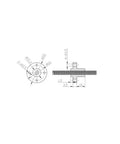 Technical diagram of Six Pack 8mm Black TR8x8 Lead Screw Nut dimensions for CNC Machines and 3D Printers in POM material.