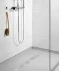 Linear Shower Drain 28 Inch With Removable Grate Cover AISI 304 Stainless Steel Floor Drain For Showers Hair Catcher Leveling Feet
