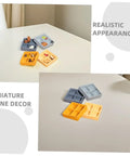 Four Grid Miniature Resin Storage Box Set for Dollhouses, realistic candy and nut display ornaments, perfect tiny decor