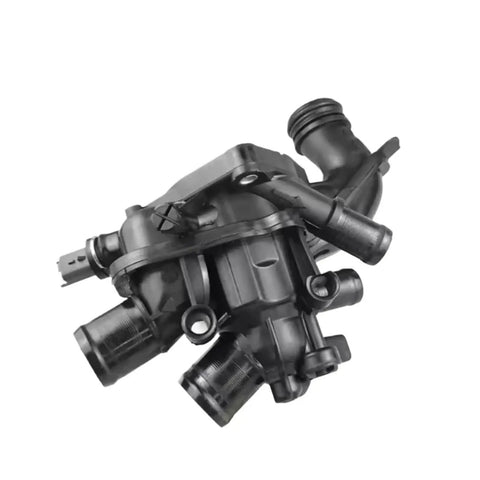 Performance Engine Coolant Thermostat Straight Garage Swap For Citroen C4 Peugeot 207 308 508 top view showing hoses and fittings.