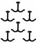 Black Zinc Alloy Double Prong Ceiling Hook Set For Robes Towels And Coats, Heavy Duty Chrome Finish Hangers, 6-Pack