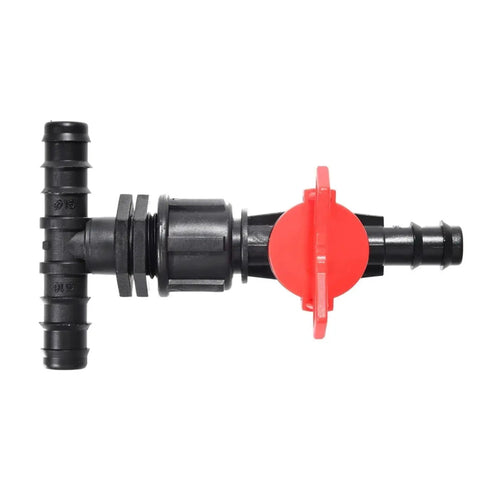 Easy Install Garden Hose Splitter Tee Reducer With Tap Valve 16mm To Half Inch Barb Connector black plastic