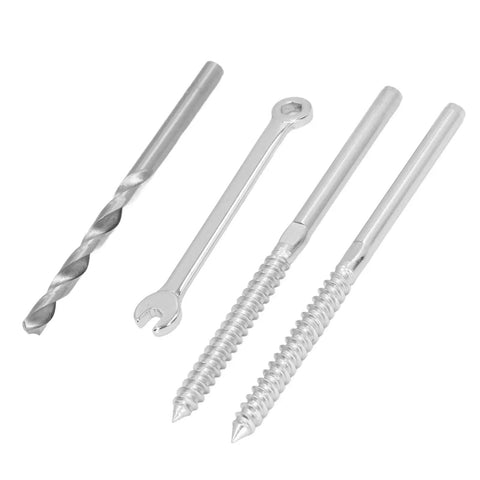 Heavy Duty Swage Lag Screw Cable Railing Kit With Stainless Steel 316 Left Right Thread, includes wrench and drill bit