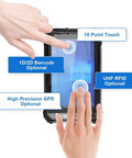 Built Like A Tank Industrial Rugged Tablet With Built In Barcode Scanner Running Windows 11 Pro Features Eight Gb Ram And 256 Gb Storage Plus Gps Wifi Nfc And Hd Touchscreen to demonstrate 10 point touch features.