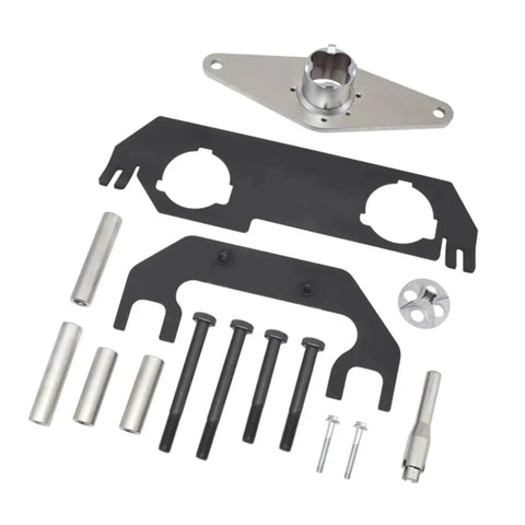 Master Camshaft Alignment Kit Engine Timing Tool Set For Land Rover Evoque Velar And Jaguar XE 2.0T Ingenium AJ200 Motors showing tools and components.