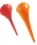 Long Neck Oil Funnel Set Two Sizes Hand Free Filler Funnel Wide Mouth Spill Saver For Car And Motorcycle Universal Engine Oil Lube Filling Tool With Hanging Hole Red