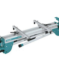 Compact Folding Miter Saw Stand With Lightweight Aluminum Tubular Frame Large Wheels And Side Handle For Easy Job Site Transport