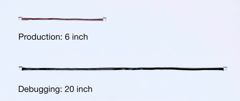 High Torque Robotic Arm Servo Motor 7.4V With 20 Inch Debugging Wire side-by-side comparison with 6-inch wire on a white background.
