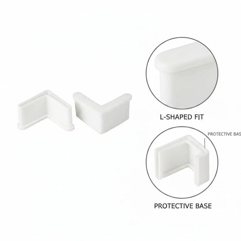 White Plastic End Caps For L Shaped Angle Iron Floor Protectors For Metal Shelving And Workbenches No Slip Eight Pack