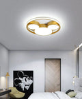 Cartoon Dope Mouse Ceiling Light Featuring Mickey Style Gold Metal Chandelier For A Modern Look Flush Mount Ceiling Lamp