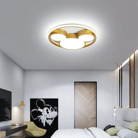 Cartoon Dope Mouse Ceiling Light Featuring Mickey Style Gold Metal Chandelier For A Modern Look Flush Mount Ceiling Lamp