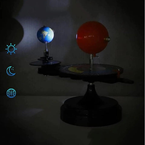 Three Sphere Sun Earth Moon Orbital Motion Teaching Model Hands On Interactive Astronomy Education Tool For Classroom Demonstrations Geography And Space Science Learning Aid, ABS plastic, LED