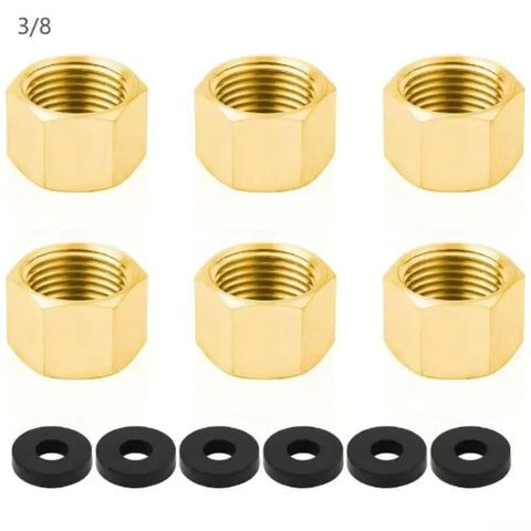 Premium Brass Hose End Cap Kit With 6 Durable Pieces For Garden Hoses Features Secure Hex Fit And Leak Proof Sealing Rings In 1/2 And 3/4 Inch Sizes Perfect For Keeping Your Outdoor Plumbing Safe And Sound This Heavy Duty Set Is Totally Legit For Any brass hose caps, 3/8-inch, with rubber seals