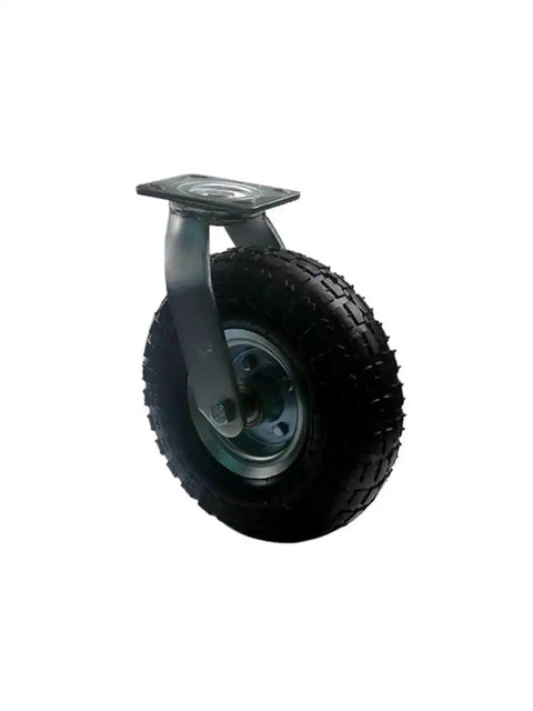 Top Notch 10 Inch Inflatable Rubber Tire With Heavy Duty Stem Wheel And Smooth Ride Stainless Steel Caster Assembly side view