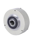 Thin Hollow Shaft Magnetic Powder Brake With Tension Controller PB-B3-5 50Nm 24V front view, showcasing compact design and durability.
