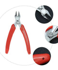 Two Pack Stainless Steel Wire Cutter Pliers With Sharp Nose For Easy Wire Cutting And Stripping, detailed view of red handle and jaws