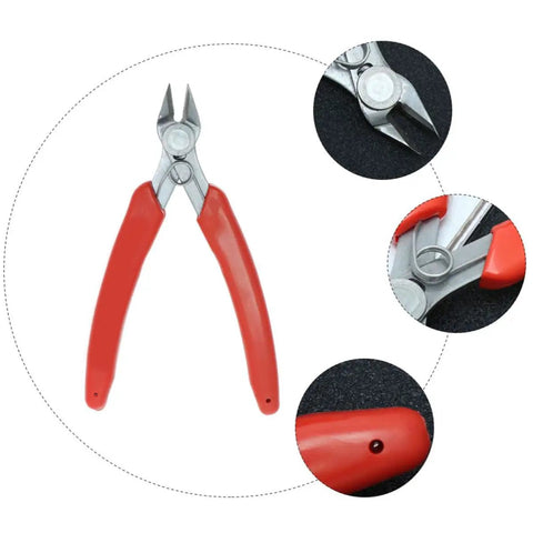 Two Pack Stainless Steel Wire Cutter Pliers With Sharp Nose For Easy Wire Cutting And Stripping, detailed view of red handle and jaws