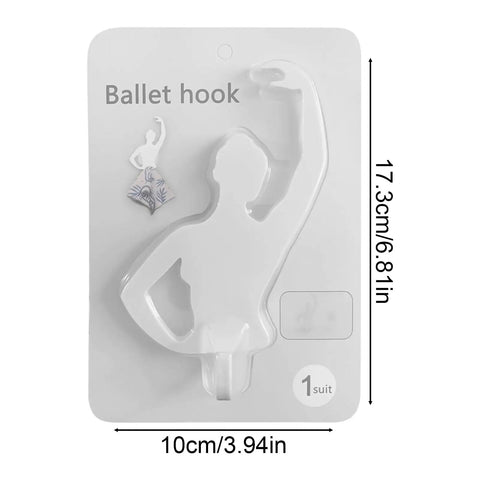 Kickass Sticky Wall Hooks Featuring A Snazzy Ballet Design deliver rock solid hold; 10cm ballet hook for easy wall storage.
