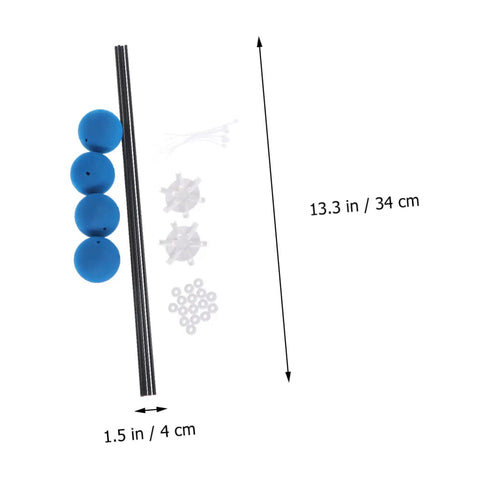 Blue Helicopter Training Gear Kit Set with rods, sponge balls, hubs, washers, and ties for easy install, prevents ground damage.