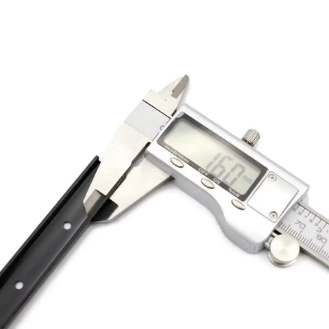Digital caliper measuring RC Car Chassis Frame Rails Kit With Adjustable Wheelbase For SCX10 III Gladiator Wrangler in red