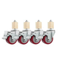 Four Pack 3 Inch Stainless Steel Swivel Casters With Locking Brakes Smooth Rolling Red Heavy Duty Wheels For Furniture And Workshop Carts