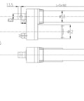 Heavy Lift Linear Actuator Electric Lifter Built Tough With Rock Solid Thrust Rating And IP65 Rated Waterproof Aluminum Telescopic Push Rod dimensions drawing.