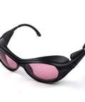 Heavy Hitting Infrared Laser Safety Goggles With Top Shelf OD4 Plus Filter Durable Polycarbonate Eyewear For 780Nm 808Nm 810Nm 830Nm Lasers Hair Salon Techs And Camera Operators in black with pink lenses.