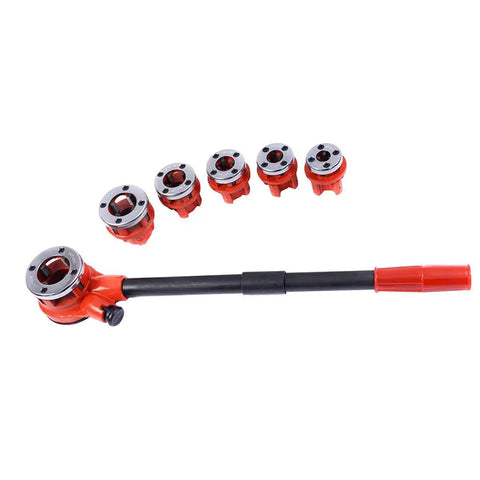 Portable Ratchet Pipe Threading Kit With Six Dies And Case Manual Gas Pipe Threader For Copper Steel And PVC Lines