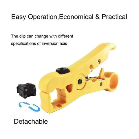 Yellow coax cable stripping tool from Coax Cable Crimping Tool Kit With Adjustable F Connectors For RG6 RG59 RG11