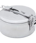 Beefy Stainless Steel Stowaway Camping Pot 475 mL With Locking Lid And Fold Over Handle Ultra Durable Lightweight Cook Pot