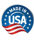 Made in USA label with stars and stripes, representing the origin of the Lit Retro Pinball Sticker Pack Two Premium Vinyl Bumper Stickers 5 Inch Wide 2-Pack Made In USA Durable Laminated Vinyl For Cars, Bumpers, Laptops, Water Bottles, Gadgets And Home Decor.