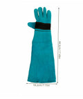 Blue Scratch Protective Pet Grooming Gloves For Dogs And Cats Long Sleeve Fake Leather