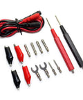 Digital Multimeter Probe Kit With 16 Piece Needle Tip Probes Insulated Clips And Test Pens For 4mm Meters In Card Slot 1000V Rated Versatile Measurement Accessory Kit displayed on white background.