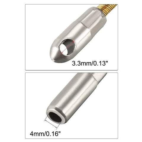 Uxcell 6 Inch Flexible Fish Tape Leader Wire Puller Replacement Cable Steel Core For 4Mm Electrical Wire Fishing Tool Easy Bend Guide close-up of 3.3mm and 4mm steel ends