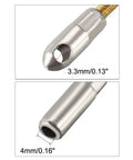 Close-up of 3.3mm and 4mm steel openings of 2-Pack 6 Inch Flexible Fish Tape Replacement Leader Wire Cable Puller.