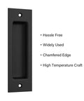 6 1/2 Inch Matte Black Frosted Flush Pull For Sliding Barn Doors, Recessed Invisible Flat Finger Pull, Heavy Duty Solid Steel Hardware
