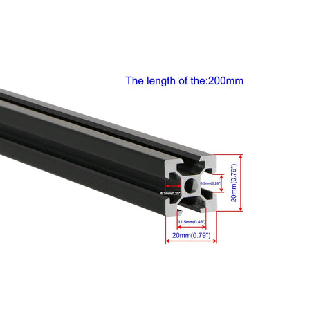 4 Pack 200mm Aluminum Extrusion V Slot 2020 European Standard Anodized Profile Frame For 3D Printer Parts Linear Rail CNC DIY Equipment In Electrophoresis Black, 200mm length