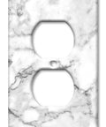 Big Boy Dimensions Oversized Metal Switch Plate Cover Single Gang Outlet Wall Plate With A Dope White And Grey Marble Granite Print.