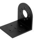 CNC Aluminum Motor Mount L Shape For 4082 And 5055 RC Motors, 25mm And 30mm Hole Distance, Beefed-Up Black Upgrade For RC Cars With Precision Machining And Secure Fit. Black CNC aluminum L-shape RC motor mount with 25/30 mm hole spacing