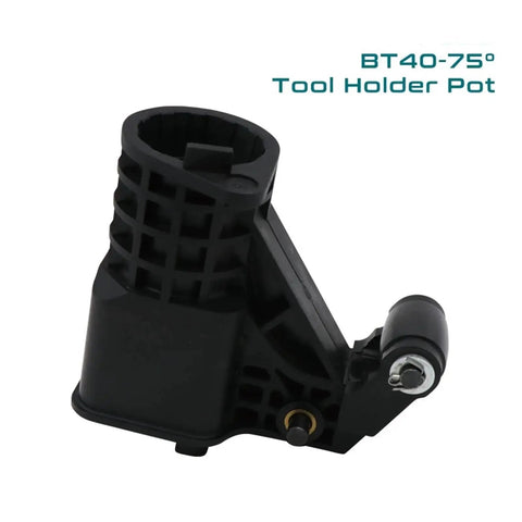 Kickass BT40 75 Degree Tool Holder Pot For CNC Milling Machines Straight Shank Storage Cup, black plastic design with grip features.