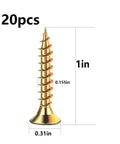 Self Drilling Drywall Anchors Assortment Kit for Concrete and Sheetrock 182 Pcs Heavy-Duty Wall Anchors, yellow anchor size details