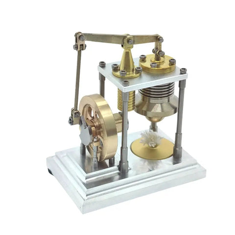 Gamma Type Vertical Stirling Engine Model With Dope High Precision Metal Build And True Heat Driven Motion For Education And STEM Enthusiasts A Creative Gift For Engineers And Collectors, brass and aluminum model
