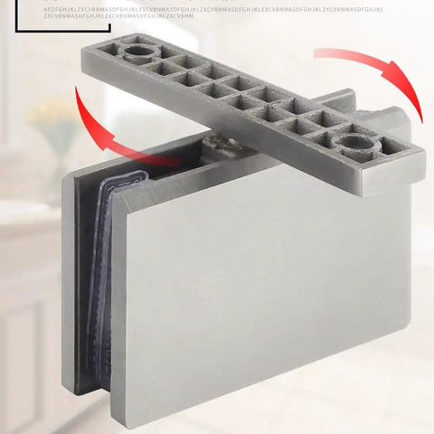 Heavy Duty 304 Stainless Steel Glass Shower Hinge that Handles the Heat with a Brushed Finish and Rock Solid 90 Degree Pivot for Total Peace of Mind on Your Shower Door, detailed view showing pivot mechanism.