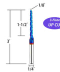 CNC Router Bit Ball Nose End Mill With Nano Blue Coating Upcut Dope Tool For Precise 3D Carving, dimensions shown